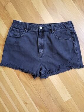 PacSun Distressed Raw Hem Denim Shorts Black Size 30